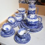 A Copeland Spode Italian pattern part tea service, including cake plates, measuring jug, water jug