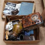 Various collectables, including Vintage radio, boomerang, lamp, mirror etc (2 boxes)