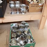 A quantity of English Sheffield pewter tankards and goblets (boxful)