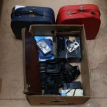 Various Vintage cameras, accessories and cases (boxful)