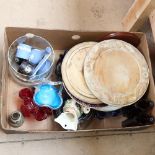 Various glass and china, including Wedgwood blue and white Jasperware, Czechoslovakian glass