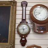 A 19th century mahogany wall-hanging wheel barometer and thermometer, by Maidstone maker, height