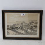 19th century lithograph, view over Hastings, image 22cm x 32cm