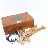 A Vintage boxed game of table croquet, with mallets and balls