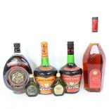 4 bottles of Brandy and 2 miniatures, including Dorville Napoleon, Vecchia Romagna etc