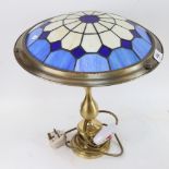 A Vintage Tiffany style leadlight table lamp, height 40cm, shade diameter 34cm