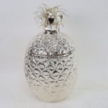 A large chrome plated pineapple ice bucket, height 33cm