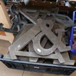 A large quantity of various Vintage wall-mounted metal letters (boxful)