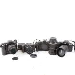 Various Vintage cameras and lenses, including Nikon F70, Canon EOS 650 etc