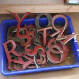 A group of various Vintage painted metal letters (boxful)