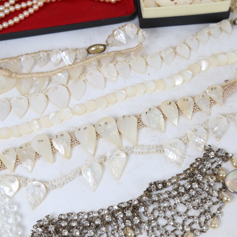 Various Vintage costume jewellery, including mother-of-pearl and paste - Image 2 of 2