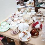 Various teacups and saucers, including Shelley, Royal Stafford, Royal Kendal etc