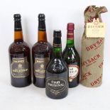 5 various bottles of Sherry, including Harveys, Dry Sack, and Croft