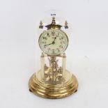 A Vintage German Kundo 400-day clock under glass dome, overall height 30cm