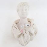 A large carved marble bust sculpture, signed F Porzio, height 38cm