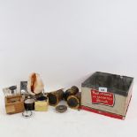 Various scientific instrument lenses, carved shell lamp, Crested Ware etc (boxful)