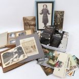Various magic lantern slides, including London scenes, portraits, photographs etc (boxful)