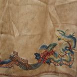 A large Crewel Work embroidered curtain panel, with bird decoration and original Crewel-Craft label,