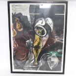 Skye Holland, screen print, abstract, signed in pencil, artist's proof, image 29" x 22", framed