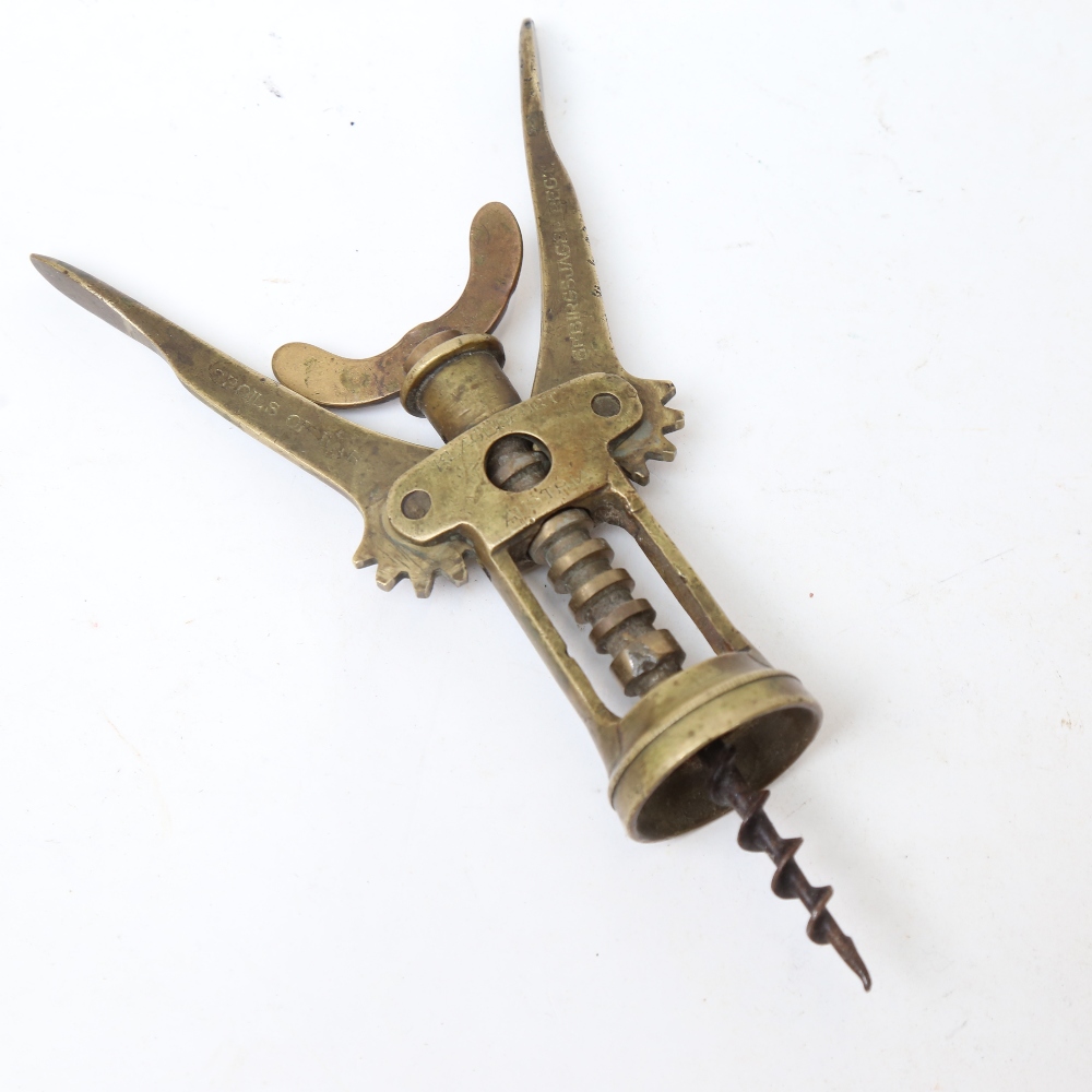 A Second World War Period brass lever corkscrew, with military inscription "Lieutenant R P Anstey - Image 2 of 2
