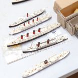 A group of 1:1250 scale diecast model ships, including Lusitania, all boxed (5)