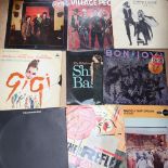Various Vintage vinyl LPs and records, including Van Halen, Village People, Bon Jovi etc (boxful)