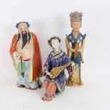 3 Chinese pottery figures, including Han Dynasty style example, largest height 33cm (3)