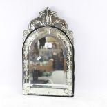 A Vintage Venetian bevel-edge table strut mirror, height 50cm