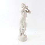 A bisque porcelain sculpture, nude lady, unsigned, height 38cm