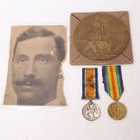 A pair of First World War medals and death plaque awarded to James Charles Deacon, North