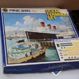 A Vintage Minic Ships 1:1200 scale diecast Hornby Ocean Terminal set, boxed