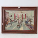 C Fenn, oil on canvas, interior scene, framed, overall dimensions 51cm x 68cm