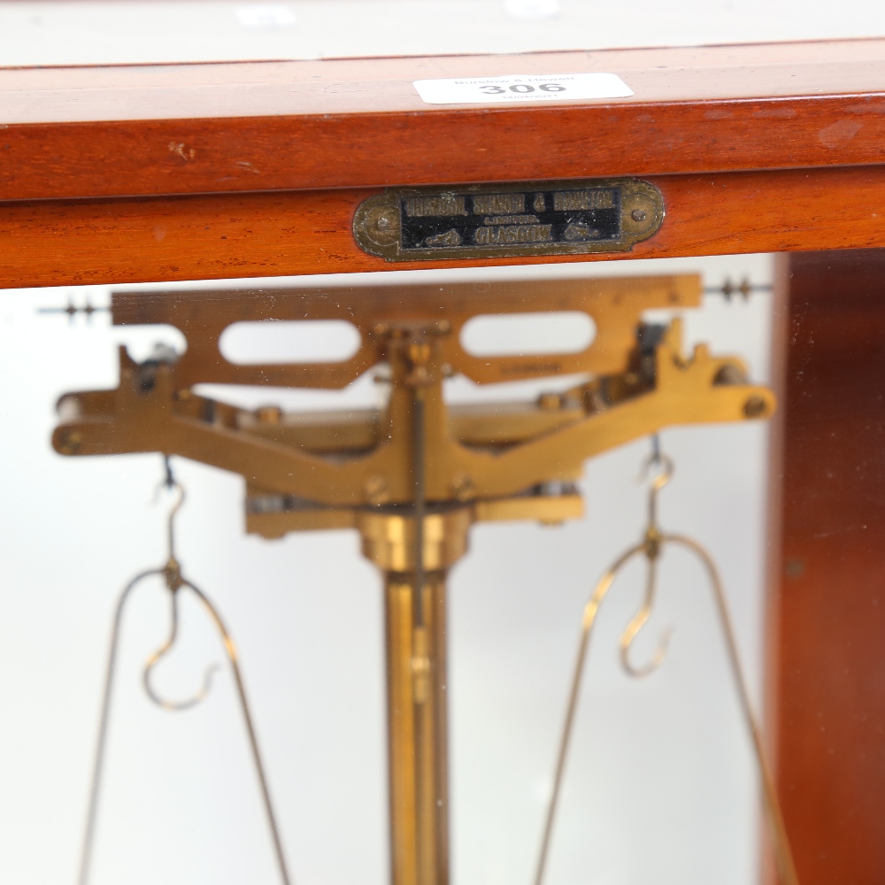 A cased set of Oertling Ltd laboratory balance scales, in Thomson, Skinner & Hamilton of Glasgow - Image 2 of 2