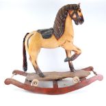 A Vintage child's rocking horse, base length 85cm, overall height 75cm