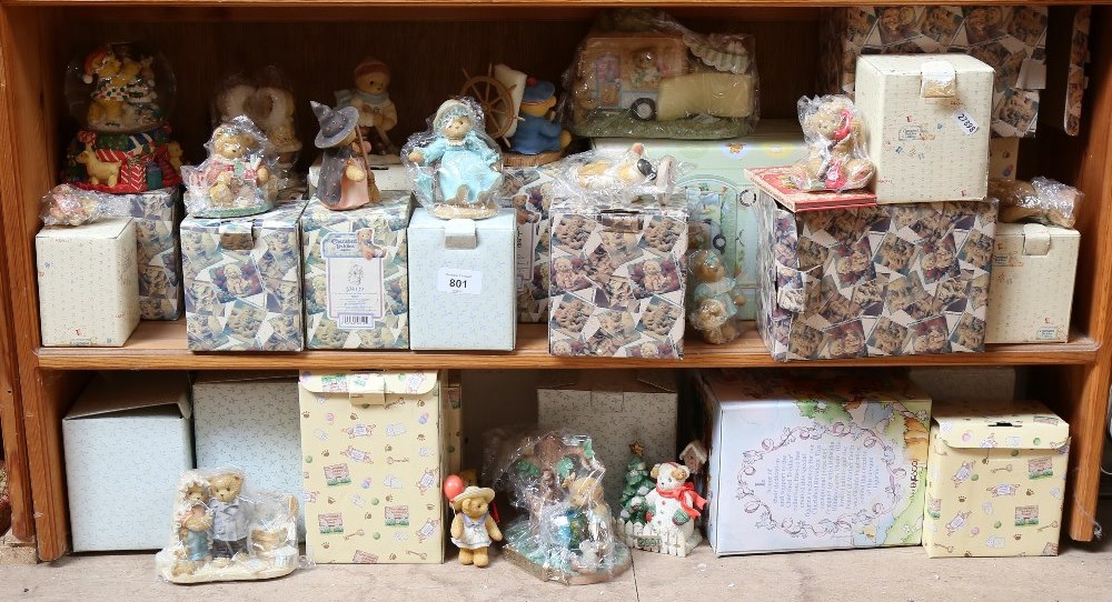 A large group of Enesco Cherished Teddies composition bear figurines, some boxed