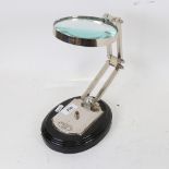A Watts & Sons Ltd chrome instrument maker's desk-top magnifying glass