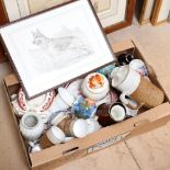 Various ceramics and Studio pottery, including Rye Iden tea set etc (boxful)