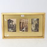 Attributed to Samuel Prout, set of 3 watercolours, cathedral scenes, unsigned, mounted in common