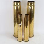 A group of 4 Second World War brass cannon shells, height 42cm and 31cm (4)