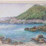 J Gadsby, watercolour, coastal scene, 25cm x 37cm, framed