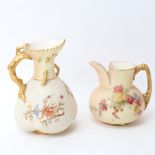 2 Royal Worcester jugs, shape nos. 1438 and 1507, painted and gilded floral decoration, largest