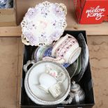 Various ceramics, including Sunderland lustre strawberry teapot, Worcester Chamberlains teapot