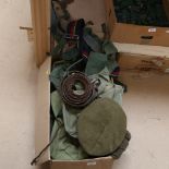 A quantity of various military canvas bags, straps etc (boxful)