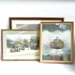 Watercolour, launching the lifeboat, Margaret Mclaughlin watercolour, steam rollers and two ...