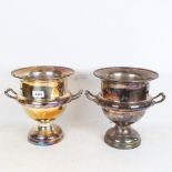 A large pair of silver plated 2-handled ice buckets, maker's marks R and D, height 26cm