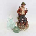 A Doulton Belle, a Coalport Henrietta, and Capodimonte hunting figures (3)