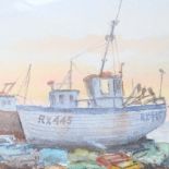 John Woolliams, watercolour, Hastings beach, 17cm x 25cm, mounted