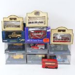 A group of Vintage toy cars and vehicles, including Land Rover Corgi Classics, Days Gone diecast