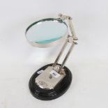 A Watts & Sons Ltd chrome instrument maker's desk-top magnifying glass