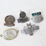 Various Vintage transport badges, including Newcastle-upon-Tyne Corporation Transport, and Cardiff
